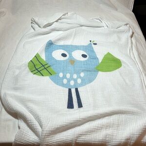 Bamboo/cotton Owl muslin swaddle blanket